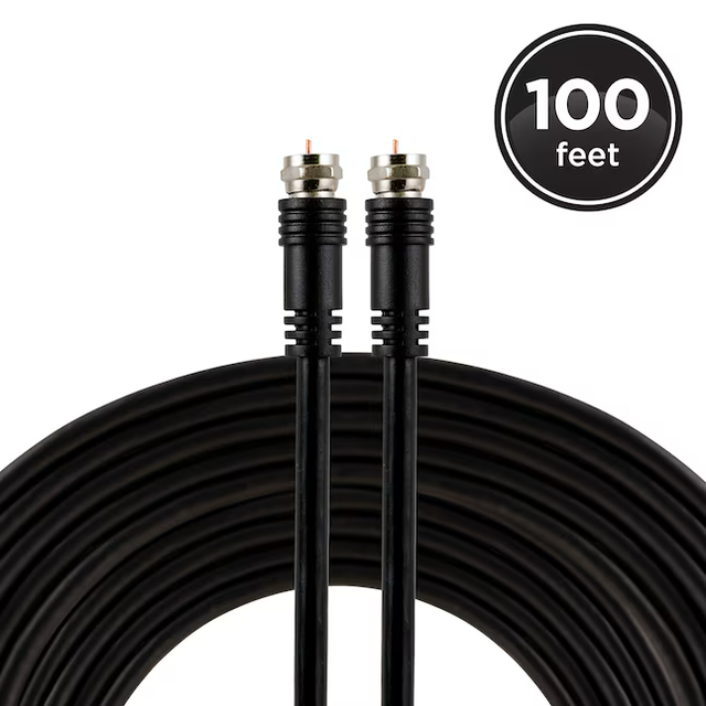 Cable coaxial negro RG6 de 100 pies de Utilitech