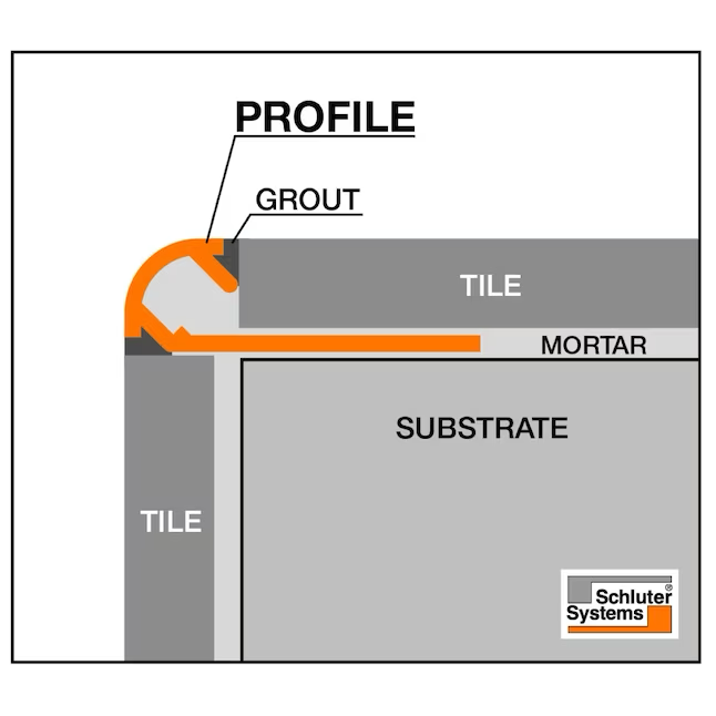 Schluter Systems Rondec 0.375-in W x 98.5-in L Satin Anodized Aluminum Bullnose Tile Edge Trim