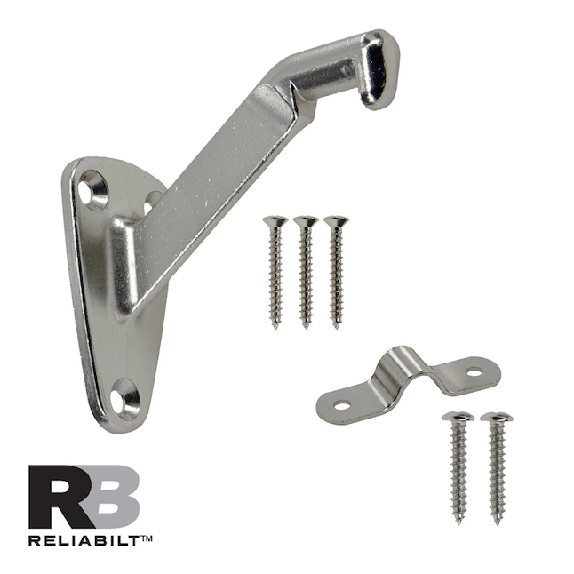 RELIABILT 1.25-in x 3-in Satin Nickel Finished Wrought Iron Handrail Bracket