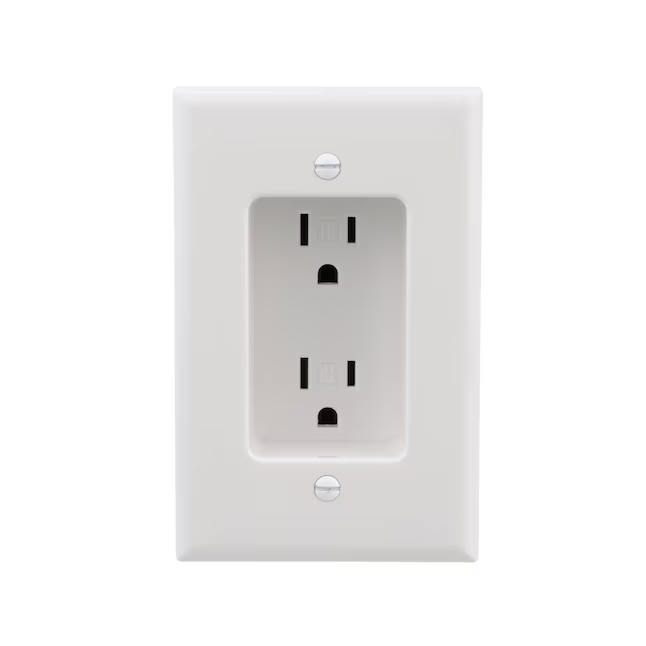 Eaton 15-Amp 125-volt Tamper Resistant Recessed Residential Decorator Outlet with Wall Plate, White