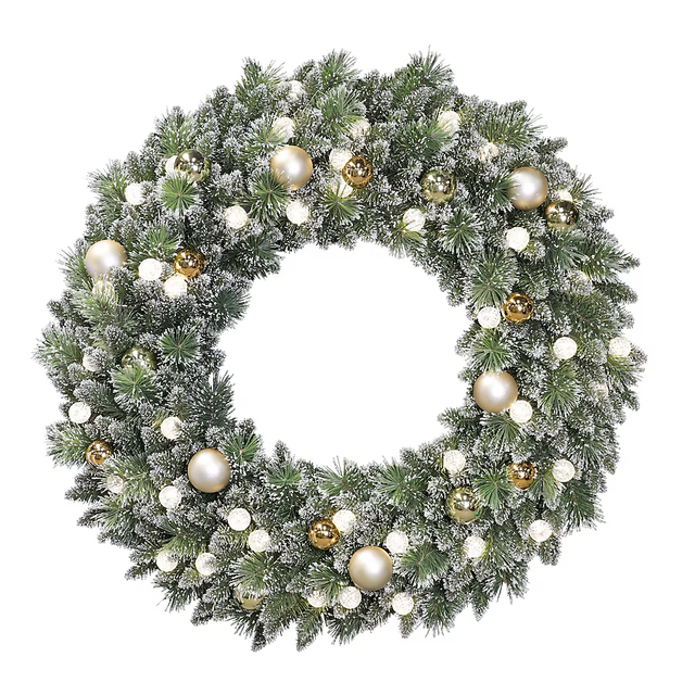 Holiday Living 48-in Pre-lit Indoor/Outdoor Green Mixed Needle Artificial Christmas Wreath