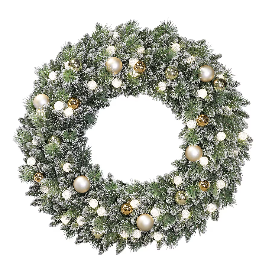 Holiday Living 48-in Pre-lit Indoor/Outdoor Green Mixed Needle Artificial Christmas Wreath