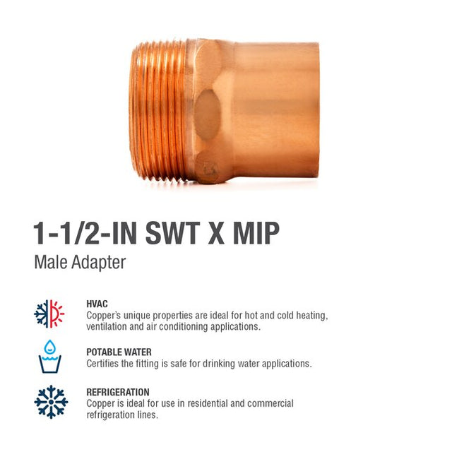 Streamline 1-1/2-in Copper Male Adapter