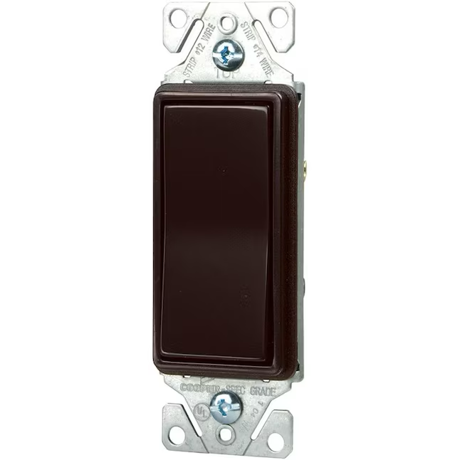 Eaton 15-Amp Single-Pole Rocker Light Switch, Brown