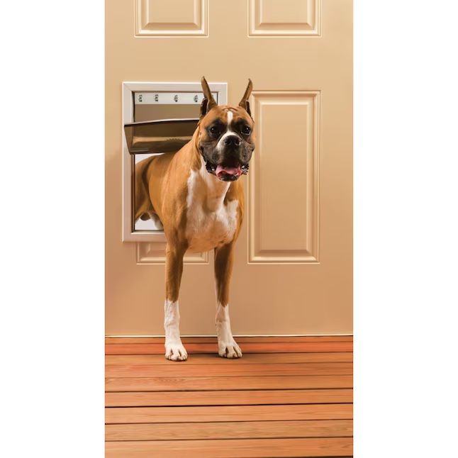 PetSafe Puerta grande para perros y gatos de aluminio blanco de 12-3/4 x 19-13/20 pulgadas para puerta de entrada 