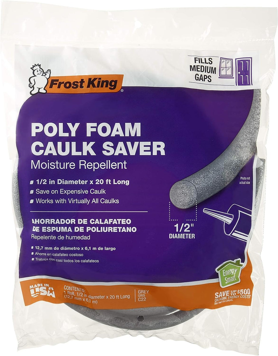 Frost King C22H Protector de calafateo de 1/2 pulgada por 20 pies - Gris