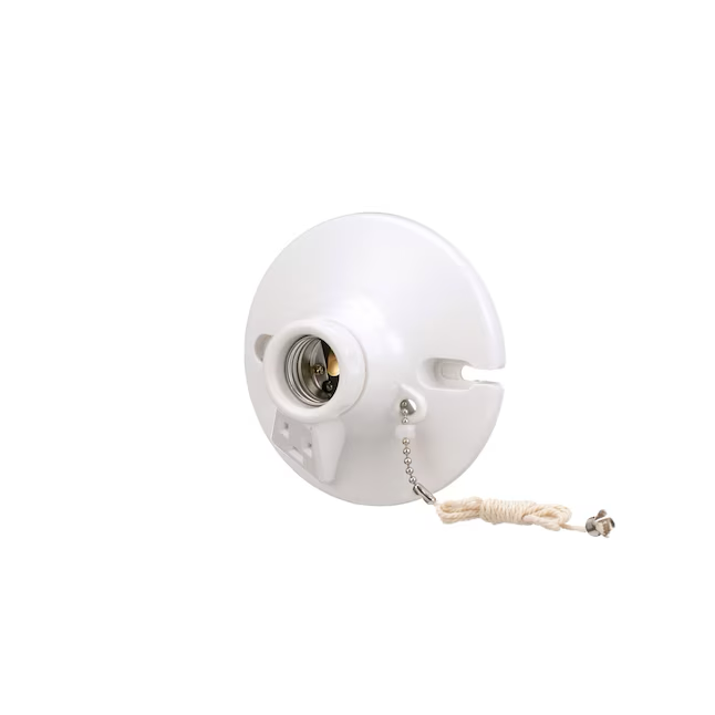 Eaton 3-Way 660-Watt Plastic Pull Chain Ceiling Socket, White