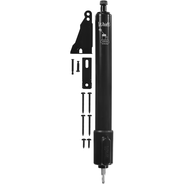 WRIGHT PRODUCTS 12.688-Zoll-EZ-Hold-Pneumatischer Türschließer aus schwarzem Aluminium mit Offenhaltefunktion für Fliegengitter/Sturmtüren