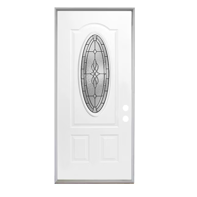 RELIABILT Hampton 36-in x 80-in Steel 3/4 Lite Left-Hand Inswing Primed Prehung Single Front Door Insulating Core