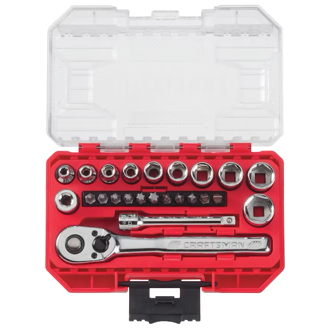 CRAFTSMAN VERSASTACK Mechaniker-Werkzeugsatz, Standard (SAE), poliertes Chrom, mit Hartschalenkoffer, 24-teilig