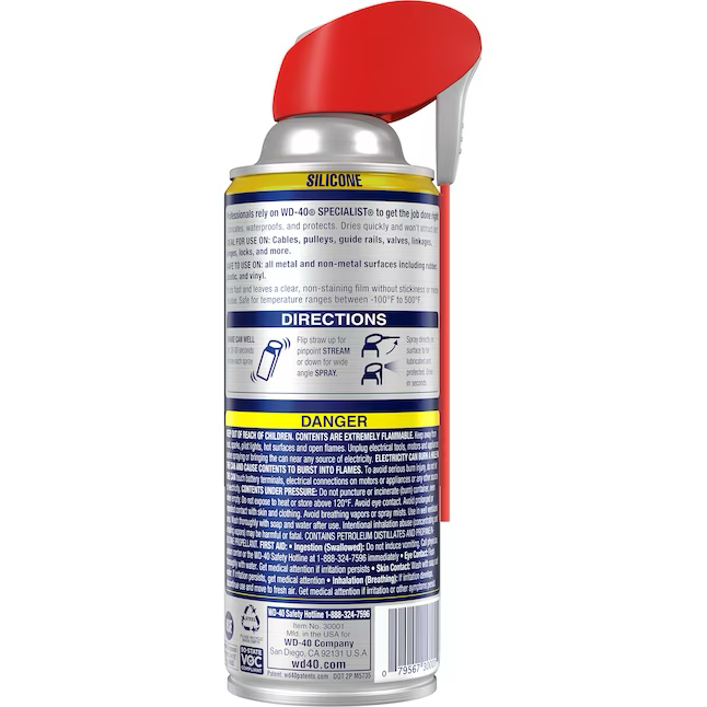 Lubricante de silicona de secado rápido WD-40 Specialist con pulverizador Smart Straw de 11 oz