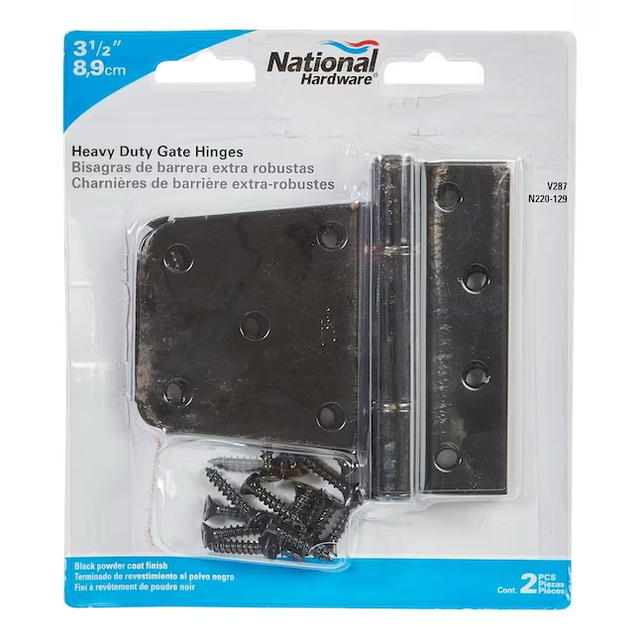 National Hardware 2-Pack 3-1/2-in Black Gate Hinge