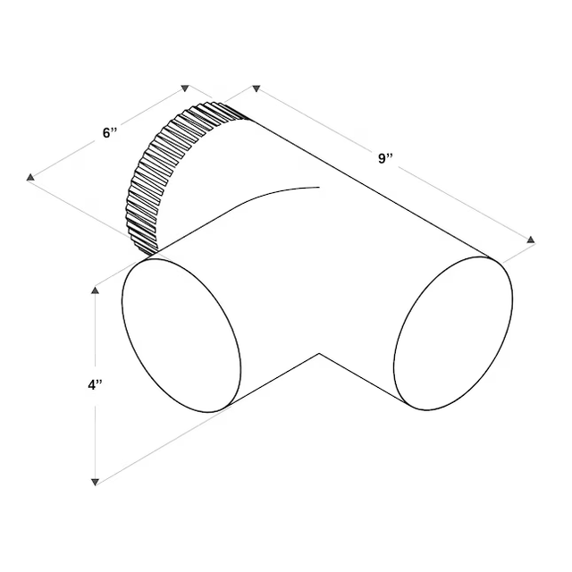 IMPERIAL 4-in 30 Gauge Galvanized Steel Round Full Flow Duct Tee