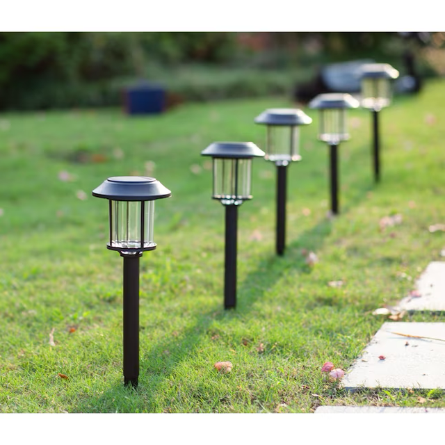 Harbor Breeze 4-Pack 10Lm Solar Path Square Bk 4Ct 10-Lumen 0.07-Watt Black Solar LED Outdoor Path Light Kit (3000 K)