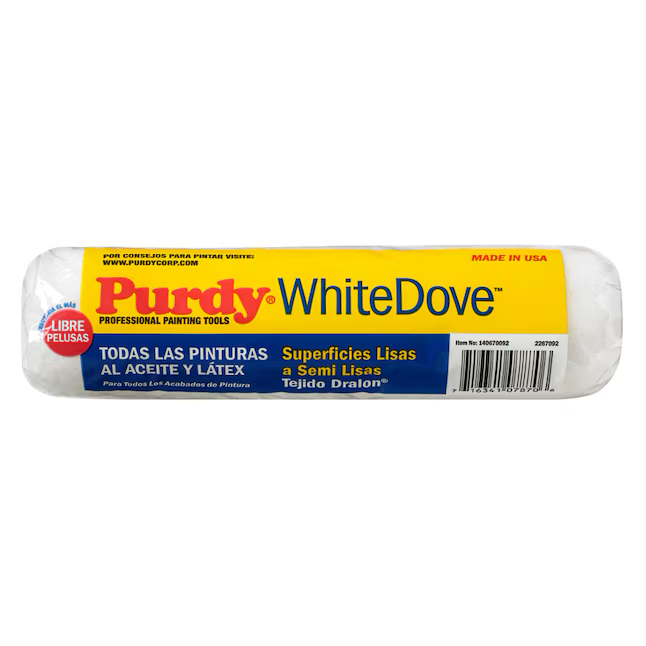 Funda para rodillo de pintura de fibra acrílica tejida de 9 x 3/8 pulgadas de Purdy WhiteDove