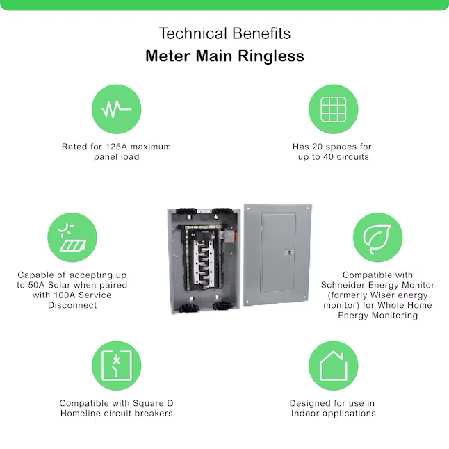 Square D Homeline 100-Amp 20-Spaces 40-Circuit Indoor Main Breaker Plug-on Neutral Load Center (Value Pack)