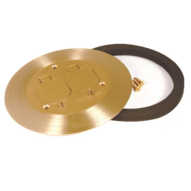 Hubbell RACO 1-Gang Round Gold Metal Electrical Box Cover