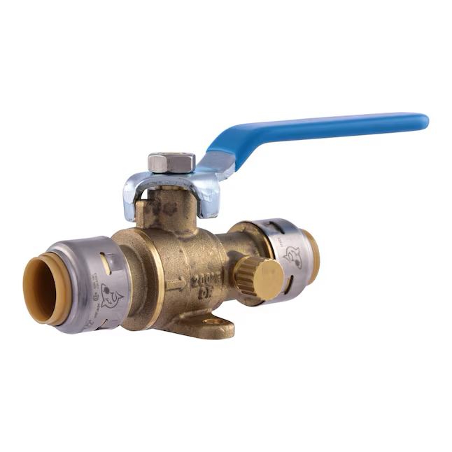 SharkBite Max 1/2 in. Brass Push-to-Connect Ball Valve with Drain and Drop Ear