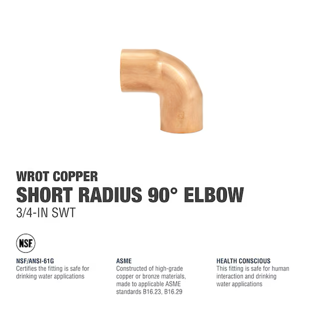 SABER SELECT 3/4-in 90-Degree Copper Short Radius Elbow