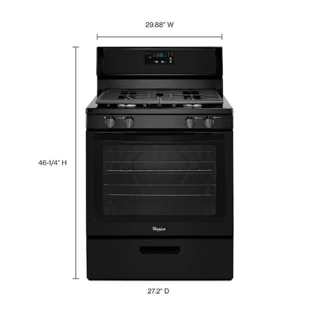 Whirlpool 30-in 4 Burners 5.1-cu ft Freestanding Natural Gas Range (Black)