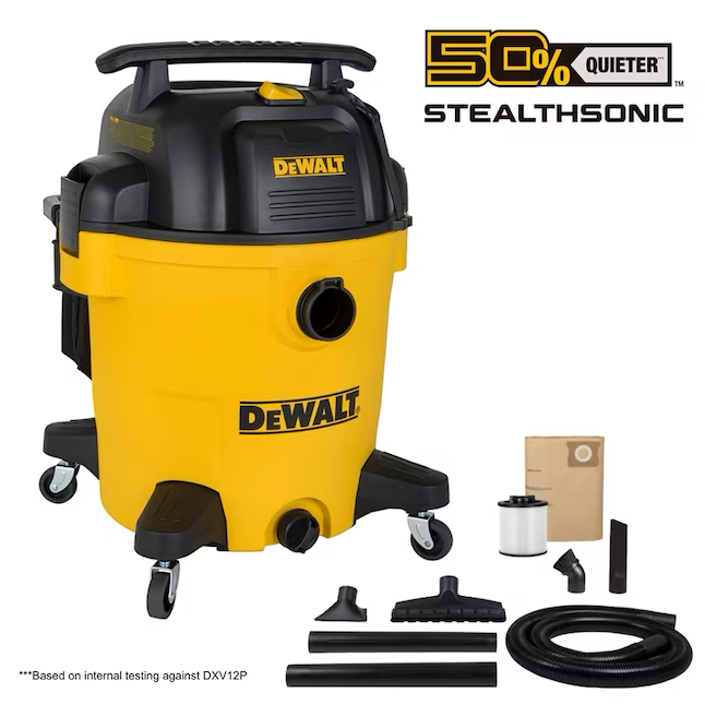 DEWALT Stealthsonic Quiet 12-Gallons 5.5-HP Corded Wet/Dry Shop Vacuum with Accessories Included