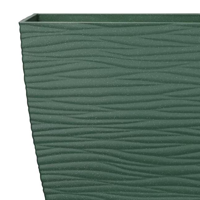 allen + roth Square 14.37-Inches W Large Green Recycled plastic Contemporary/Modern Indoor/Outdoor Planter with Drainage Holes