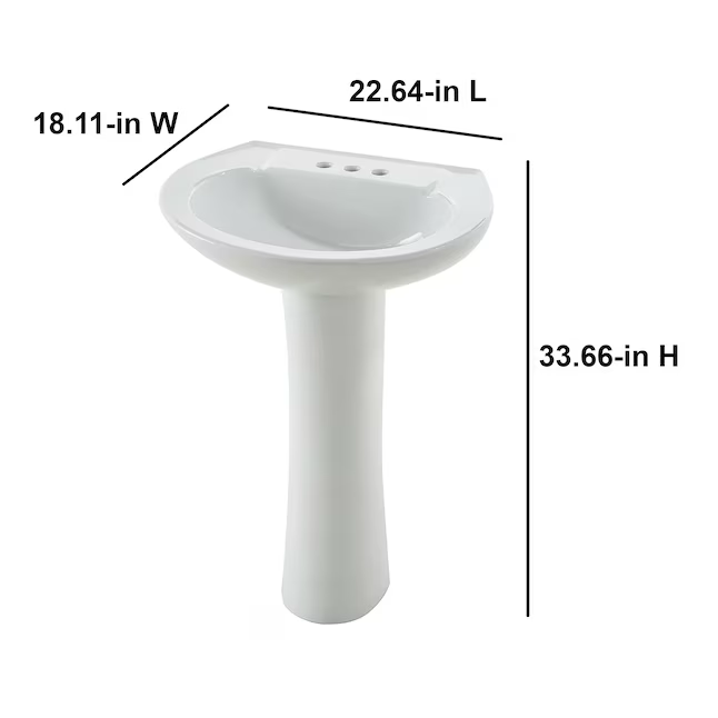 Project Source Combo de fregadero de pedestal tradicional de porcelana vítrea blanca (22,64 pulgadas x 18,125 pulgadas x 33,6875 pulgadas)