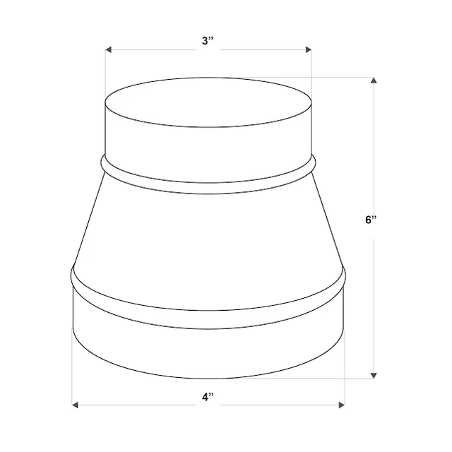 IMPERIAL 4-in 30 Gauge Galvanized Steel Round Duct Reducer