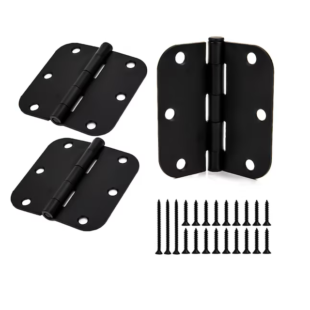 RELIABILT 3-1/2-in H x 5/8-in Radius Matte Black Mortise Interior Door Hinge (3-Pack)