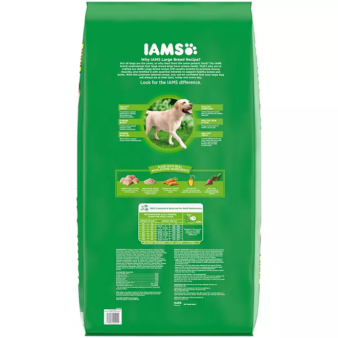 Iams Adult ProActive Health Alimento seco para perros de raza grande, pollo, 50 lbs.