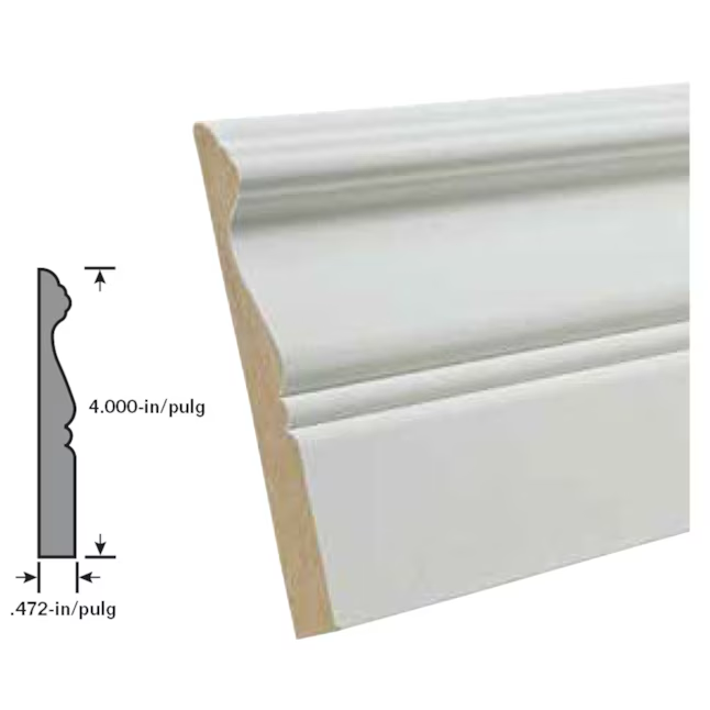 RELIABILT 15/32-in x 4-in x 12-ft Contemporary Primed MDF Baseboard Moulding