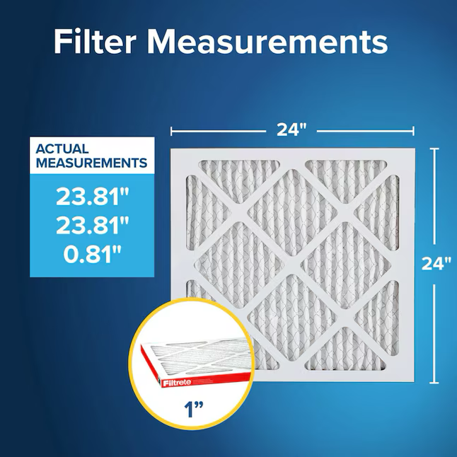 Filtrete 24-in W x 24-in L x 1-in MERV 11 1085 MPR Allergen Defense Extra Electrostatic Pleated Air Filter (2-Pack)