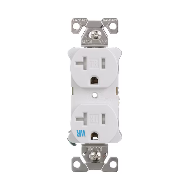 Eaton 20-Amp 125-volt Tamper Resistant Weather Resistant Commercial Duplex Outlet, White