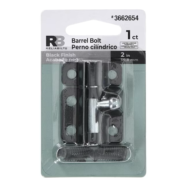 RELIABILT 2-in Black Steel Barrel Bolt