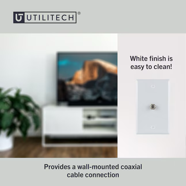 Placa de pared ciega de plástico blanco de tamaño especial para interiores de 1 unidad de Utilitech