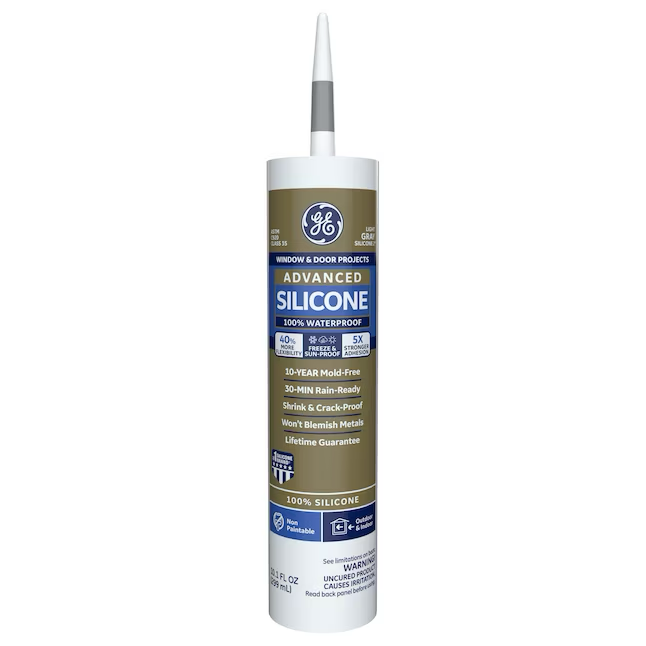 GE Advanced Silicone 2 Windows, Doors, Exteriors 10.1-oz Light Gray Silicone Caulk