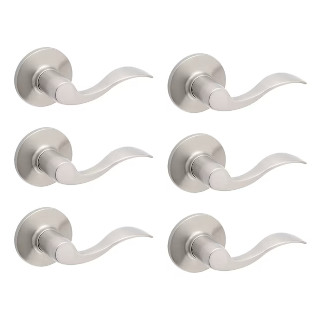 RELIABILT Olivia Satin Nickel Interior Hall/Closet Passage Door Handle Contractor Pack (6-Pack)