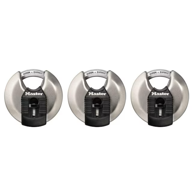 Master Lock Heavy Duty Shrouded Outdoor Keyed Padlock, 2-3/4-in Wide x 5/8-in Shackle Keyed Alike (3-Pack)