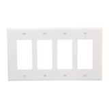 Eaton 4-Gang Midsize White Polycarbonate Indoor Decorator Wall Plate