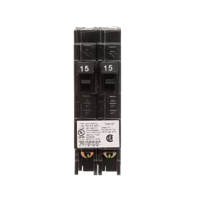 Siemens QT 15-amp/15-amp 1-Pole Tandem Circuit Breaker