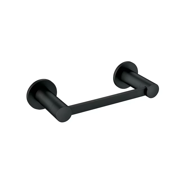 Juego de accesorios decorativos para baño de 3 piezas Avri de Moen en negro mate con barra para toallas, soporte para papel higiénico y aro para toallas