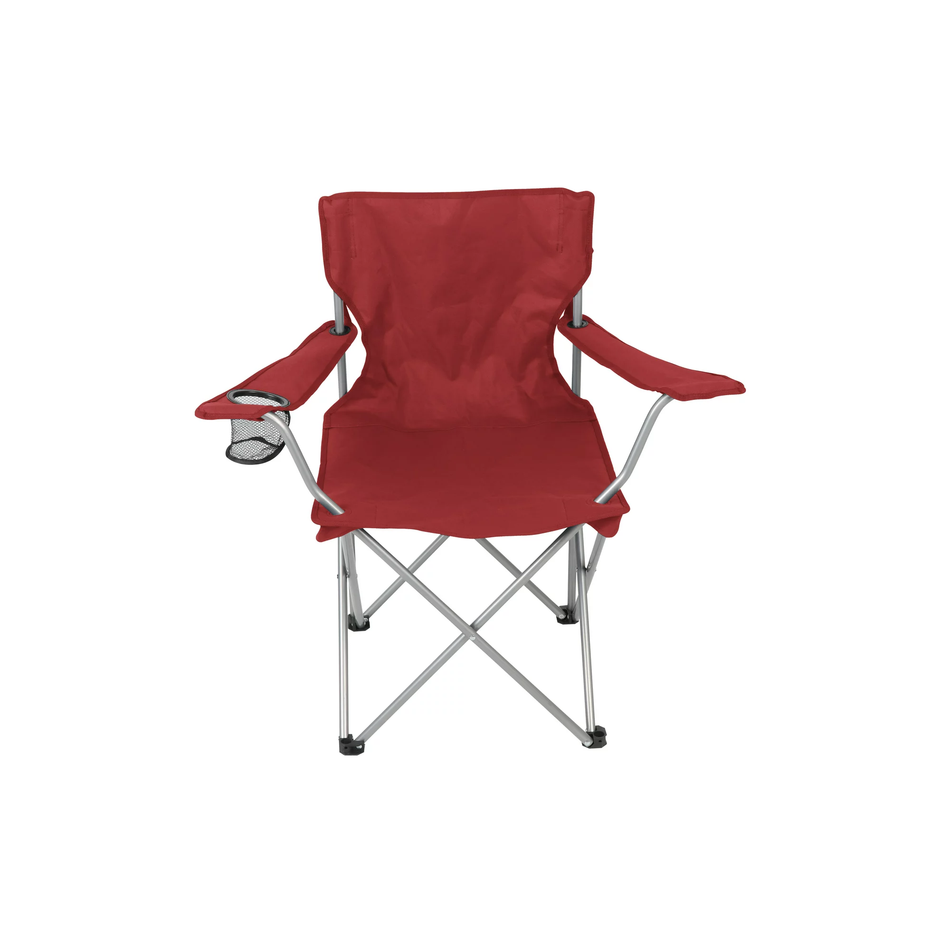 Ozark Trail Basic Quad Folding Outdoor Adult Camp Chair with Cup Holder, Red