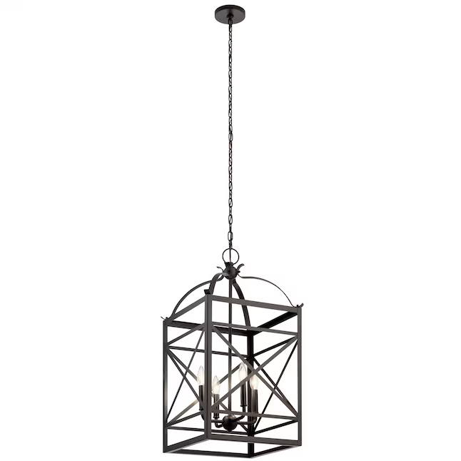 Kichler Arborwood 4-Light Aged Bronze Industrial Square Hanging Pendant Light