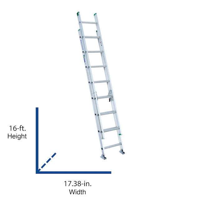 Werner D1200-2 16-Fuß-Verlängerungsleiter aus Aluminium mit einer Tragfähigkeit von 2-225 Pfund