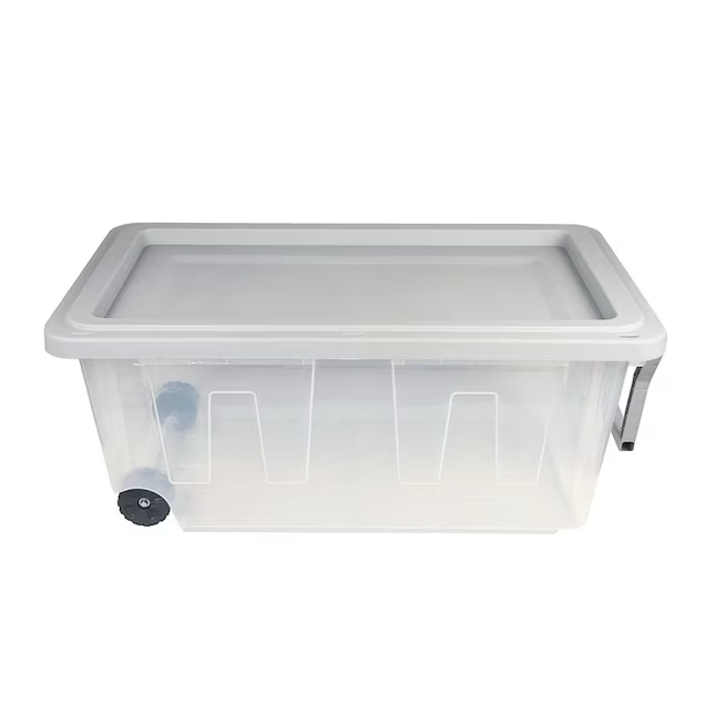 Project Source Large 40-Gallons (160-Quart) Clear Heavy Duty Rolling Tote with Standard Snap Lid