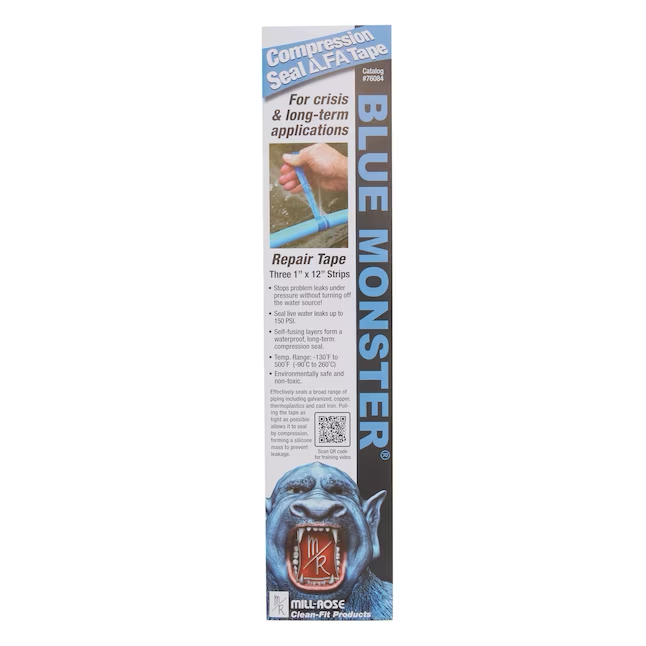 Cinta adhesiva para tuberías Blue Monster de 1 pulgada x 1 pie (paquete de 3)