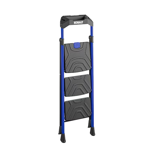 Kobalt 3-Step 300-lb Capacity Black Steel Foldable Step Stool