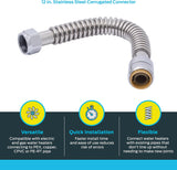 SharkBite 12-in 3/4-in Push-to-Connect Inlet x 3/4-in FIP Outlet Corrugated Stainless Steel Water Heater Connector