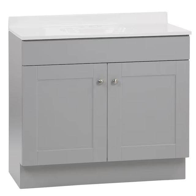 Project Source 36-in Gray Single Sink Bathroom Vanity with White Cultured Marble Top