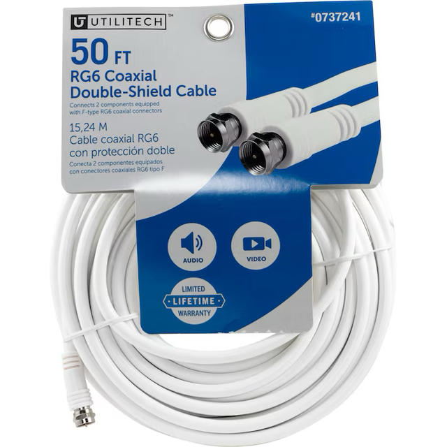 Utilitech 50-ft Rg6 White Coaxial Cable